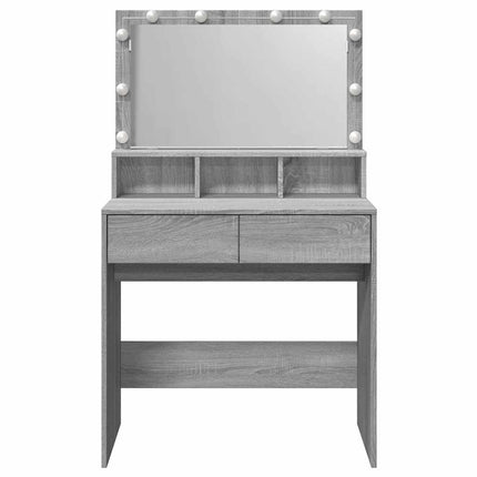 Sminkbord med LED grå sonoma 80x41x134,5 cm