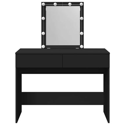 Sminkbord med LED svart 100x40x130 cm