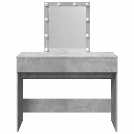 Sminkbord med LED betonggrå 100x40x130 cm