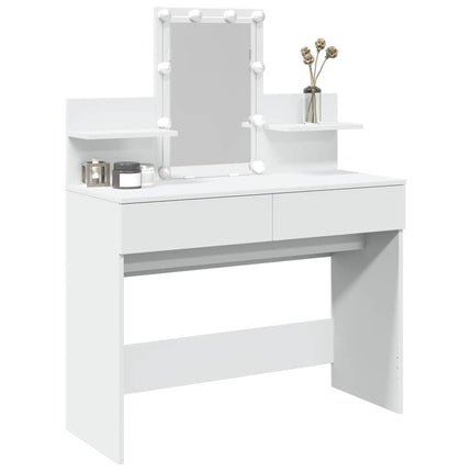 Sminkbord med LED vit 100x40x130 cm