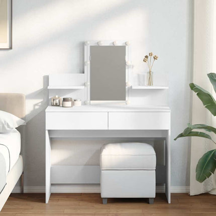 Sminkbord med LED vit 100x40x130 cm