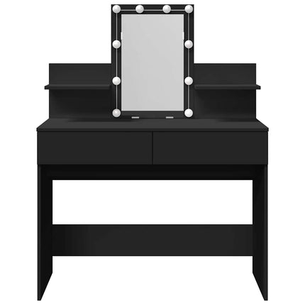 Sminkbord med LED svart 100x40x130 cm