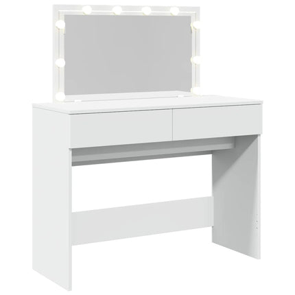 Sminkbord med LED vit 100x40x120 cm