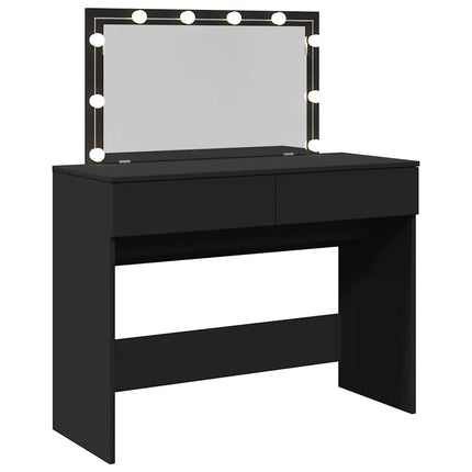 Sminkbord med LED svart 100x40x120 cm