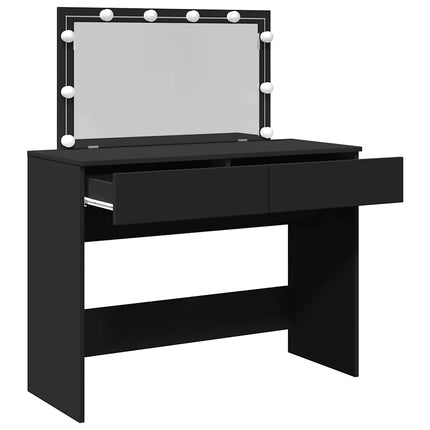 Sminkbord med LED svart 100x40x120 cm