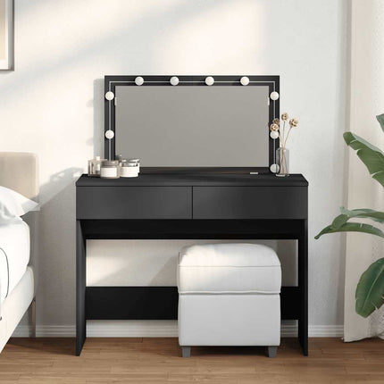 Sminkbord med LED svart 100x40x120 cm