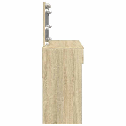 Sminkbord med LED sonoma-ek 100x40x120 cm