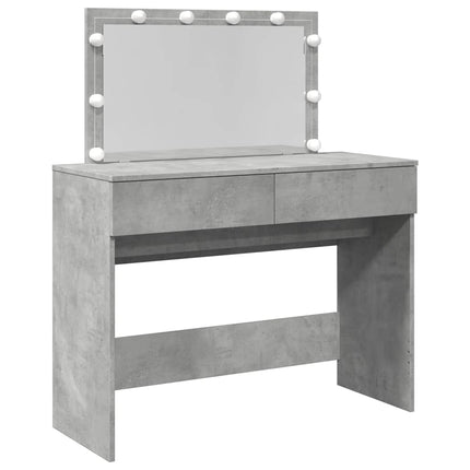 Sminkbord med LED betonggrå 100x40x120 cm