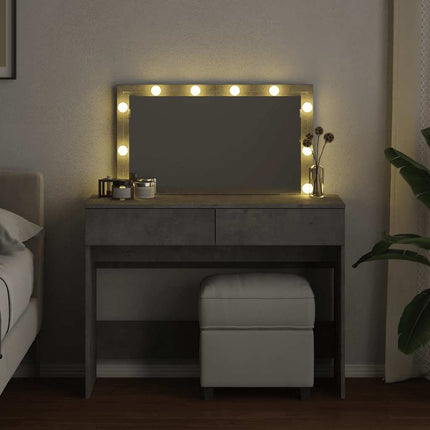 Sminkbord med LED betonggrå 100x40x120 cm