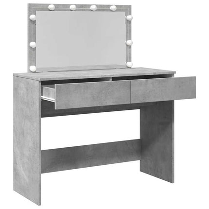 Sminkbord med LED betonggrå 100x40x120 cm