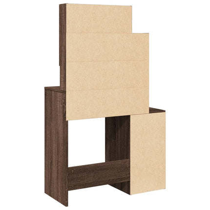 Sminkbord med skåp brun ek 80x35x132 cm