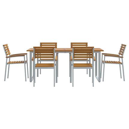Trädgårdsmöbelset 7 pcs Grå Massivt Akaciaträ