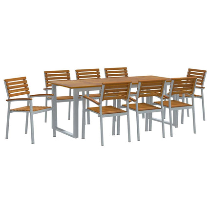 Trädgårdsmöbelset 9 pcs Grå Massivt Akaciaträ