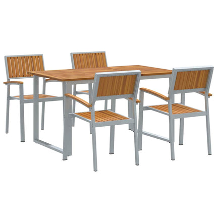 Trädgårdsmöbelset 5 pcs Grå Massivt Akaciaträ