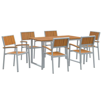 Trädgårdsmöbelset 7 pcs Grå Massivt Akaciaträ