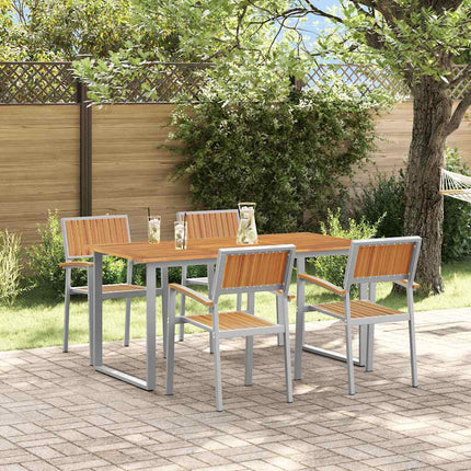 Trädgårdsmöbelset 5 pcs Grå Massivt Akaciaträ