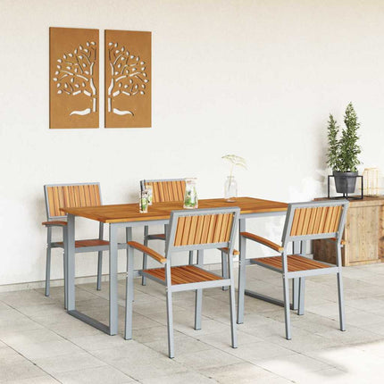 Trädgårdsmöbelset 5 pcs Grå Massivt Akaciaträ