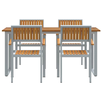 Trädgårdsmöbelset 5 pcs Grå Massivt Akaciaträ