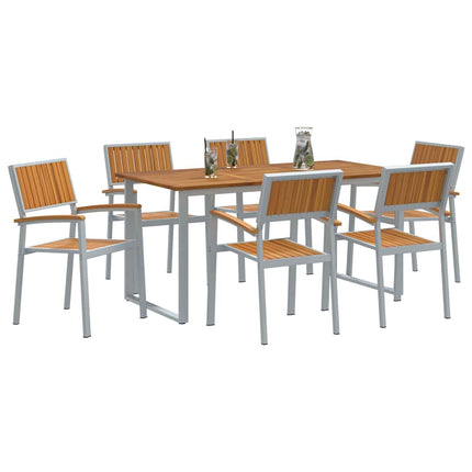 Trädgårdsmöbelset 7 pcs Grå Massivt Akaciaträ