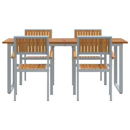 Trädgårdsmöbelset 5 pcs Grå Massivt Akaciaträ