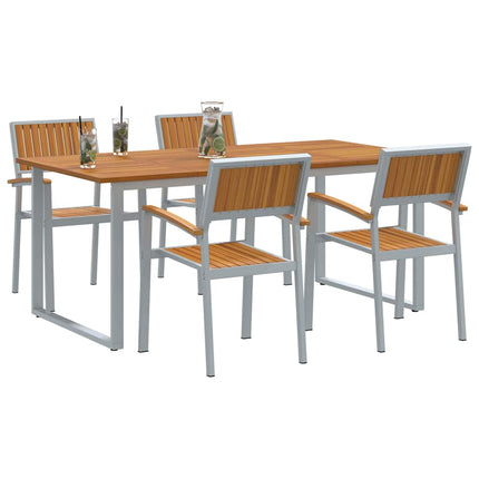 Trädgårdsmöbelset 5 pcs Grå Massivt Akaciaträ