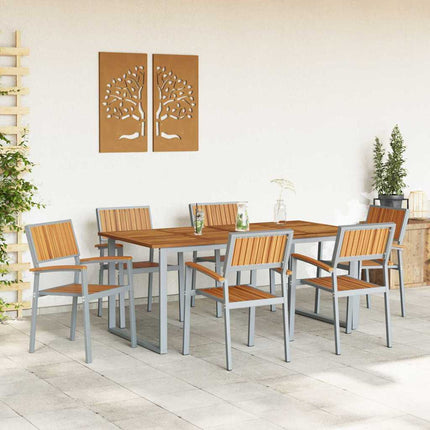 Trädgårdsmöbelset 7 pcs Grå Massivt Akaciaträ