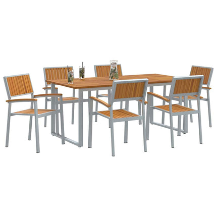 Trädgårdsmöbelset 7 pcs Grå Massivt Akaciaträ
