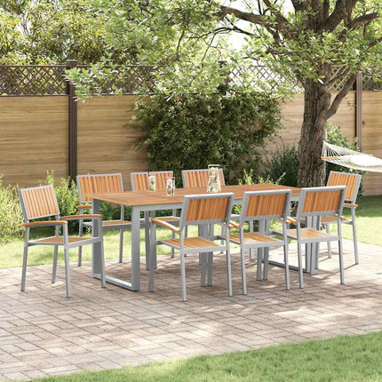 Trädgårdsmöbelset 9 pcs Grå Massivt Akaciaträ