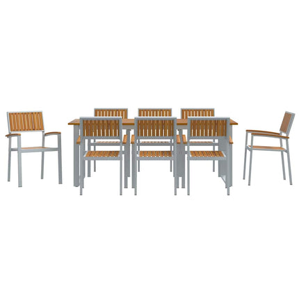 Trädgårdsmöbelset 9 pcs Grå Massivt Akaciaträ