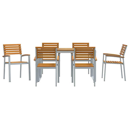 Trädgårdsmöbelset 7 pcs Grå Massivt Akaciaträ