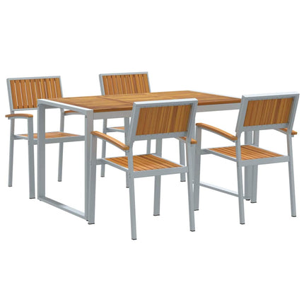 Trädgårdsmöbelset 5 pcs Grå Massivt Akaciaträ