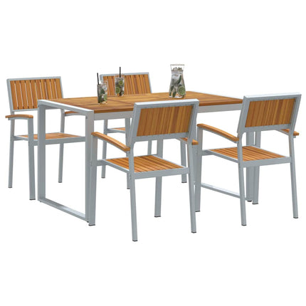 Trädgårdsmöbelset 5 pcs Grå Massivt Akaciaträ