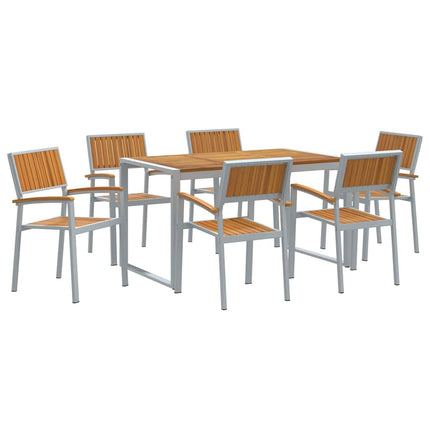Trädgårdsmöbelset 7 pcs Grå Massivt Akaciaträ