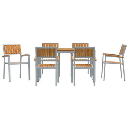 Trädgårdsmöbelset 7 pcs Grå Massivt Akaciaträ