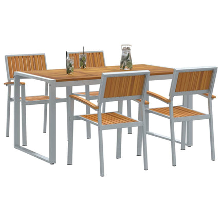 Trädgårdsmöbelset 5 pcs Grå Massivt Akaciaträ