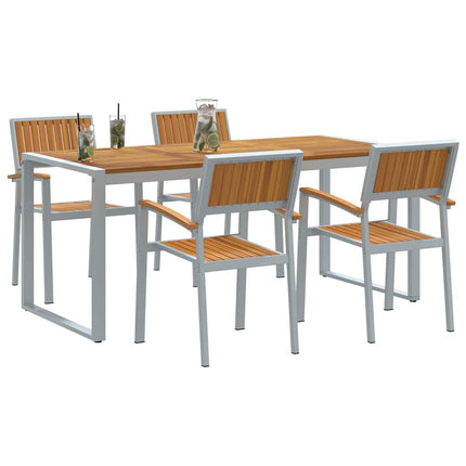 Trädgårdsmöbelset 5 pcs Grå Massivt Akaciaträ