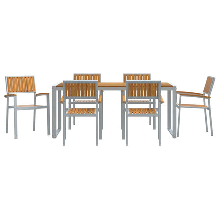 Trädgårdsmöbelset 7 pcs Grå Massivt Akaciaträ