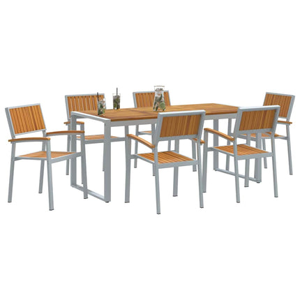Trädgårdsmöbelset 7 pcs Grå Massivt Akaciaträ