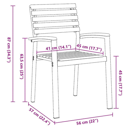 Trädgård Stol 8 pcs Brun 56 x 57 x 87 cm Massivt Akaciaträ