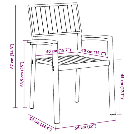 Stapelstol 6 pcs Brun 56 x 57 x 87 cm Massivt Akaciaträ
