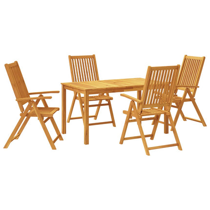 Matgrupp för trädgården 5 delar 140x80x74 cm massivt akaciaträ