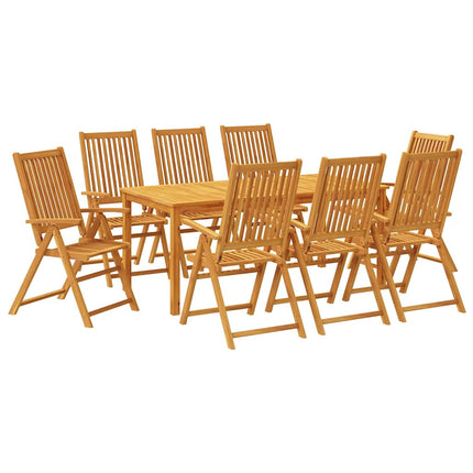 Matgrupp för trädgården 9 delar 180x90x75 cm massivt akaciaträ