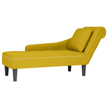 Schäslong med kudde och höger armstöd gul sammet