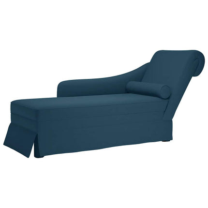 Schäslong med bolster och höger armstöd blå sammet