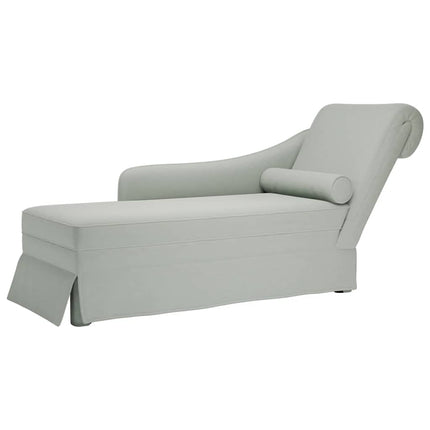 Schäslong med bolster och höger armstöd ljusgrå sammet