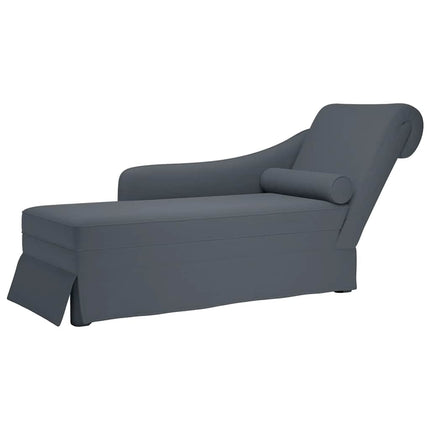 Schäslong med bolster och höger armstöd mörkgrå sammet
