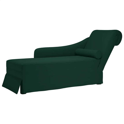 Schäslong med bolster och höger armstöd mörkgrön sammet