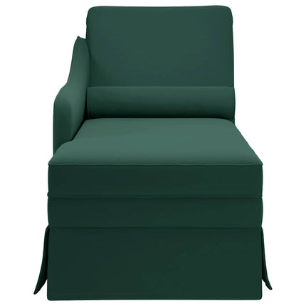 Schäslong med bolster och höger armstöd mörkgrön sammet