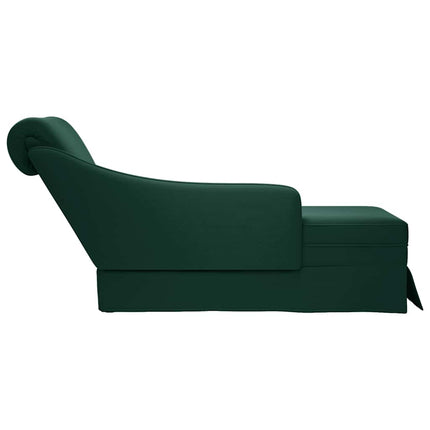 Schäslong med bolster och höger armstöd mörkgrön sammet