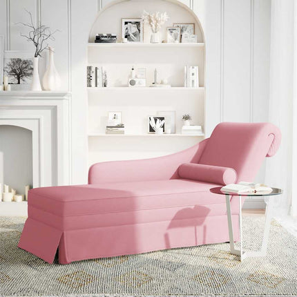 Schäslong med bolster och höger armstöd rosa sammet